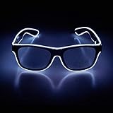 KingCorey Ilumina El Wire Neon Rave Glasses Glow Flashing Gafas de Sol LED Disfraces para Fiesta, EDM, Halloween (Blanco)