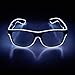 KingCorey Ilumina El Wire Neon Rave Glasses Glow Flashing Gafas de Sol LED Disfraces para Fiesta, EDM, Halloween (Blanco)