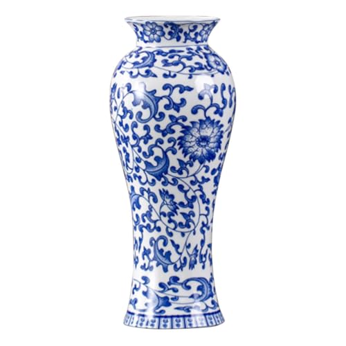 STOBAZA Jarrón De Cerámica Azul De Estilo Chino 6.69 Pulgadas Florero Vintage para Decoración De Centro De Mesa Hogar Oficina Pequeño Florero De Escritorio