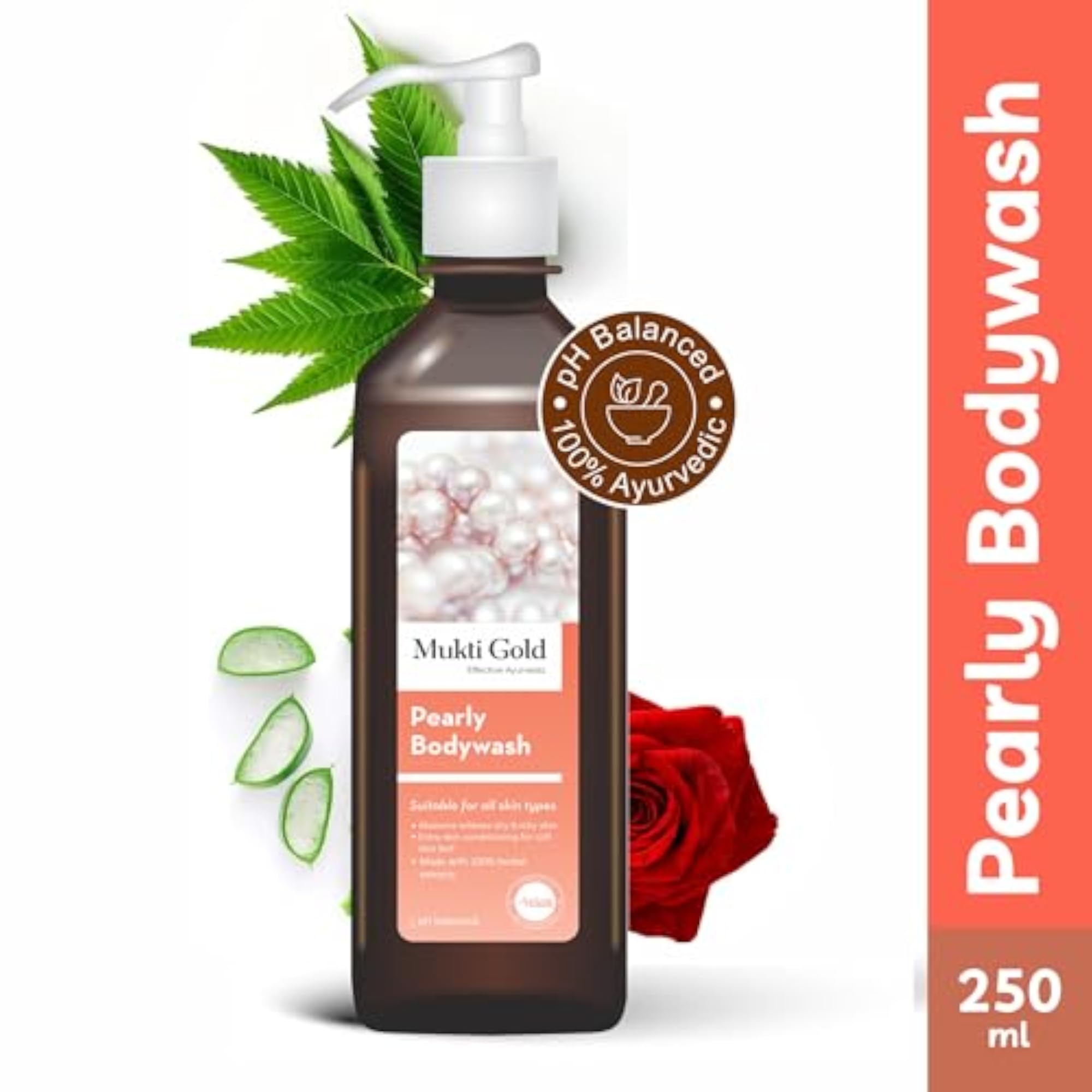 Mukti Gold Pearly Body Wash, Herbal Extracts, 250ml
