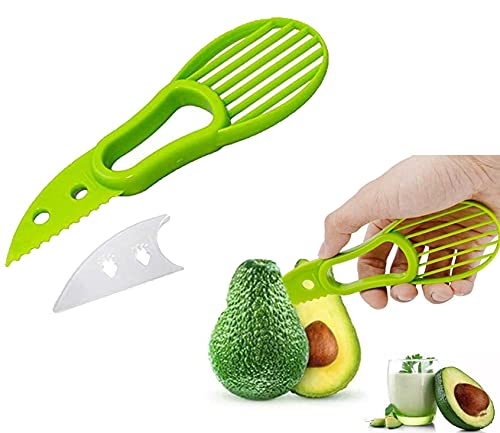 2pcs Avocado Slicer Shea Corer Fruit Peelers Cutter,silicone Handle Stainless Steel Blade Safe Easy Use