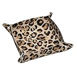 Vassoio in pelle con stampa astratta leopardata, organizer da scrivania per chiavi, portafoglio, vassoio per casa, ufficio