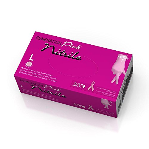 Medline PINK6803 Generation Pink Nitrile Exam Gloves, Pink, Large, 200 Count