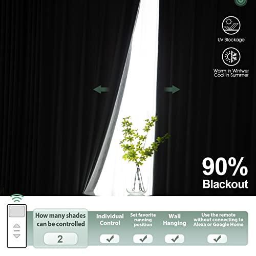 Yoolax Motorized Electric Blackout Curtain Texture Thermal Insulated Drapes Compatible With Alexa And Google Home Remote Control Smart Curtain Customized (Plain Grey) #TOP2