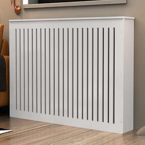 Cubre radiador moderno de listones verticales con estante superior para gabinete