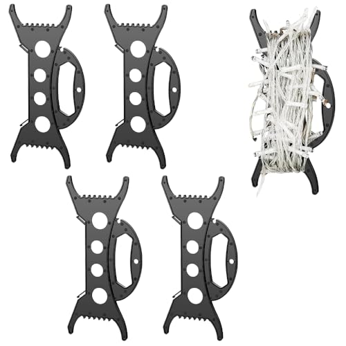 Riisoyu 4 pièces Enrouleur de Câble en Plastique, Enrouleur De Guirlandes Lumineuses avec Poignée Organisateur pour Guirlande Lumineuse de Noël Cordes Rubans Fils Rangement des Lumières de Noël