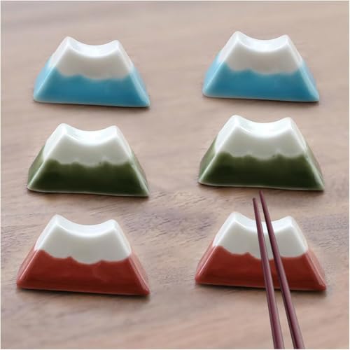 VACCU 箸置き そらまめ 箸枕 はしおき 箸台 和風 和柄 陶器 和食器 おもしろ お箸置き 可愛い 箸休め 卓上飾り物 小物入れ (マウンテン - 6個入り)