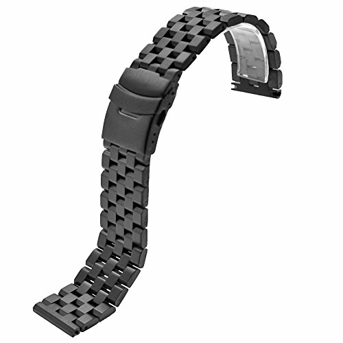 Image of Brushed Metal Watch Bands for Men Women Solid Stainless Steel Watch Band 18 /20 /22 /24 /26mm Watch Bracelet Strap Deployment Double Lock Deployment Buckle Black Silver Blue Gold