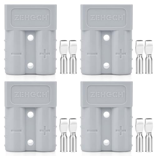 ZEHGCH 50Amp 6-10 Gauge Battery Cable Quick Connect/Disconnect Connector Plug Kit for Car Forklift Motor Winch Trailer (10AWG4PCS Grey)