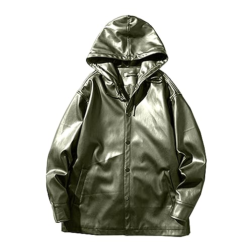 Manteau de motard contre le vent veste en cuir homme à capuche