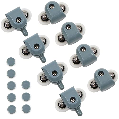 4 Ruedas para mampara de ducha 25mm Rodillos Para Puerta De Ducha Polea Ruedas Doble Parte Inferior Superior para Puertas Correderas para puerta corredera de cristal baño - para cristales de 3-6 mm Cover