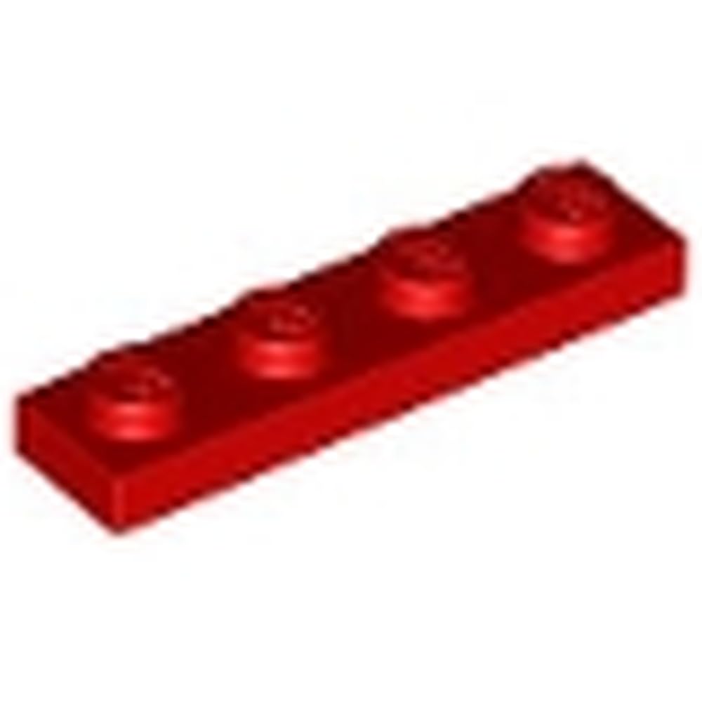 LEGO Plate 1x4, Building Brick Part 3710 (Red, 100, count) — image 1