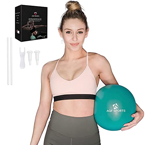 AQF Soft Pilates Ball 23-25cm Anti Burst Exercise Ball for Stretching and Core Fitness Training Yoga Ball Improves Balance & Physical Therapy Gym Ball Supports 250kgs of Weight (Turkish Blue)