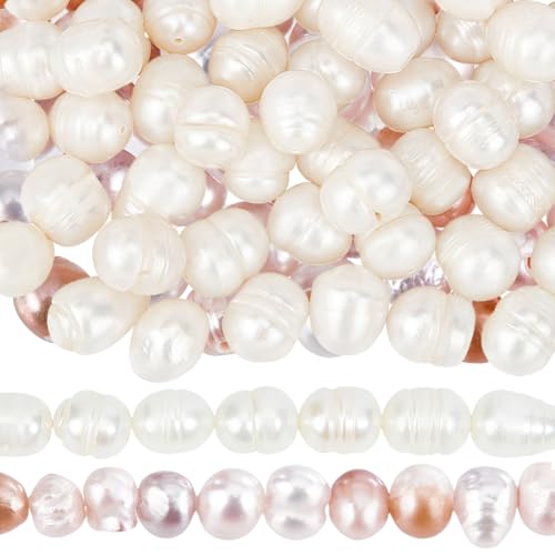 SUNNYCLUE 30 Perle D'Acqua Dolce Naturali Barocche – Connettori Con Occhiello In Acciaio Inox, Per Creazione Gioielli Fai Da Te