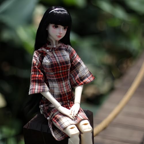 Vêtements de poupée bjd pour shooting photo : cheongsam rouge fait à la main 1/3