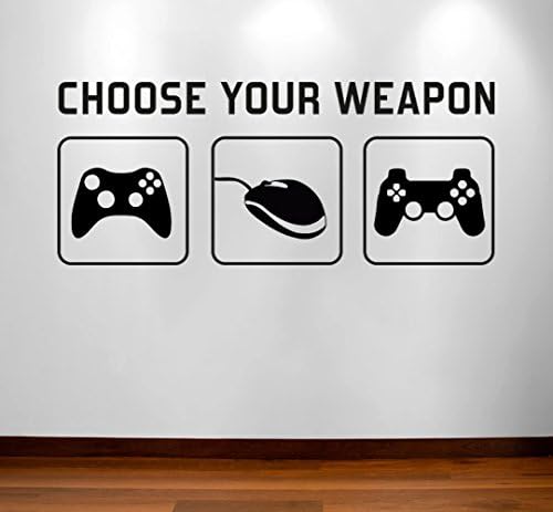 RaDecal "CHOOSE YOUR WEAPON", Video Game Gaming Vinyl Decal Wall Sticker for Bedroom, Man Cave Room Art Ideas Canvas Home Decor (PC, XBOX, PLAYSTATION Game Controllers)
