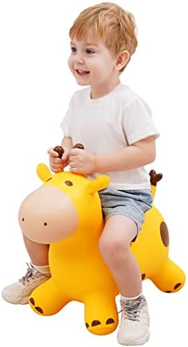 Babe Fairy Giraffe Bouncy Horse Hopper for Toddlers-Jumping Horse Bouncy Buddies-Inflatable Bouncy Animals Hopping Toys Gifts for Boys Girls 18 Months 2 3 4 5 6