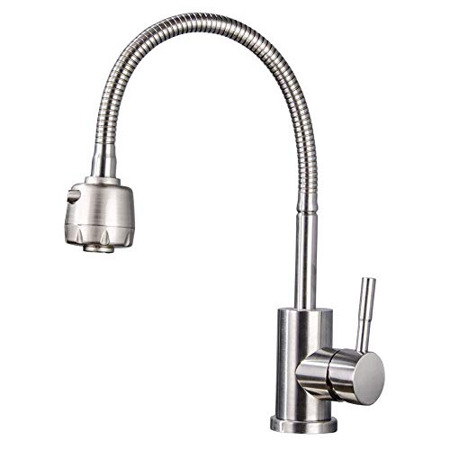 Robinet de cuisine mitigeur évier acier inoxydable 304 rotatif douchette d'eau