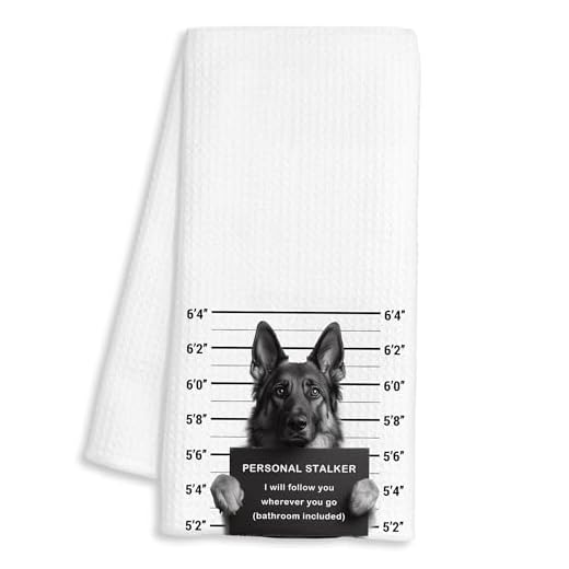 FTKBGHY Funny German Shepherd Kitchen Towels, German Shepherd Gifts for Women Men, Black and White Dog Mugshot Decorative Dish Hand Tea Towels for Bathroom Kitchen, 16x24 Inch