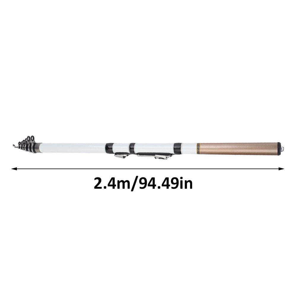 KIMISS Pêche Télescopique Portable, Perche de Voyage Canna Canne à Pêche Jument en Fibre de Carbone (2,4 m)