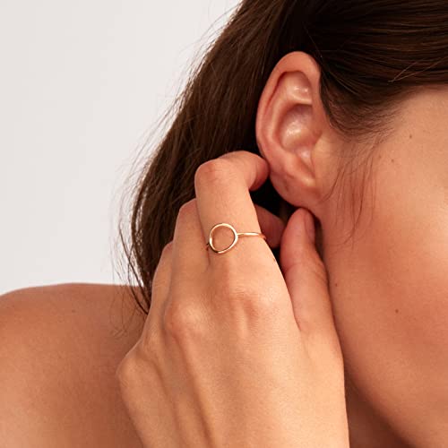 14K Real Gold Circle Ring For Women | Karma Ring In 14K Gold | Delicate Stacking Rings | Women's 14K Gold Jewelry | Gift For Birthday, Size 9 #TOP1
