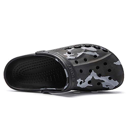 Philda Men's Camouflage Garden Clog Water Shoes Lightweight Slippers Anti-Slip Rubber Indoor Outdoor Mules Quick Drying Non Slip Black Camo 44 #TOP1