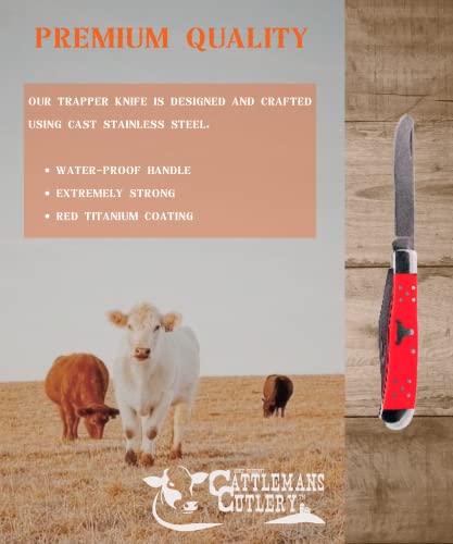 Cattlemans Cutlery Farrier Knife - Stainless Steel Pocket Knife With Hoof Pick - Red #TOP3