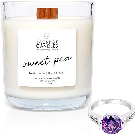 Jackpot Candles Sweet Pea Candle with Ring Inside Cover