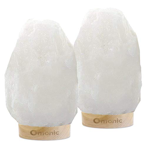 Set Of 2 Pack Large Heavy Duty (8-11 Lbs,7.5-10") Pearl White Himalayan Salt Lamp Night Light Crystal Hymalain Rock Table Lamps,Thailand Rubberplatinum Base, Dimmable Switch Control (4 Bulbs Included) #TOP29