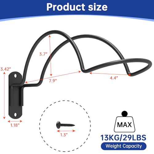 GZQIUYI Helmet Wall Mount Display, Multifunctionnal Helmet Holder Shelf for Football Baseball Rugby Equestrian Motorcycle Firefighter Roma, Hat Mask Metal Hanger Rack with Screws, 4 Pack by GZQIUYI - Image 2
