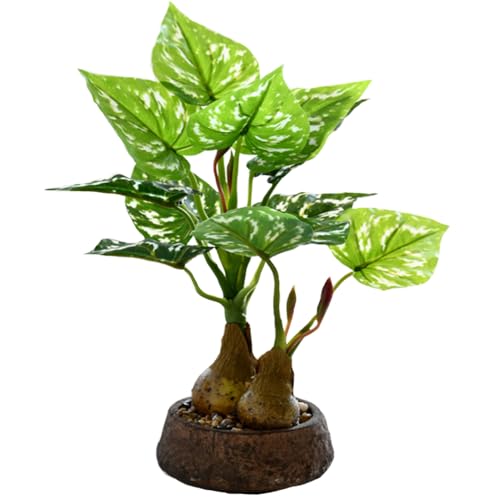 人工観葉植物 光触媒 フェイクグリーン 人工盆栽 モンステラインテリア 空気清浄 鉢植え卓上 小型 植木鉢 お世話不要 室内 屋外 フェイク植物 枯れない 盆栽植物 (D)