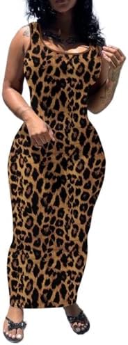 PINSV Women's Sexy Bodycon Tank Dress Basic Sleeveless Long Maxi ...