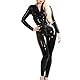Kangxinsheng Schwarz Latex Catsuit für Dame,Handgefertigt Naturkautschuk Catsuit mit Frontreißverschluss,für Cosplay Kostüme-M