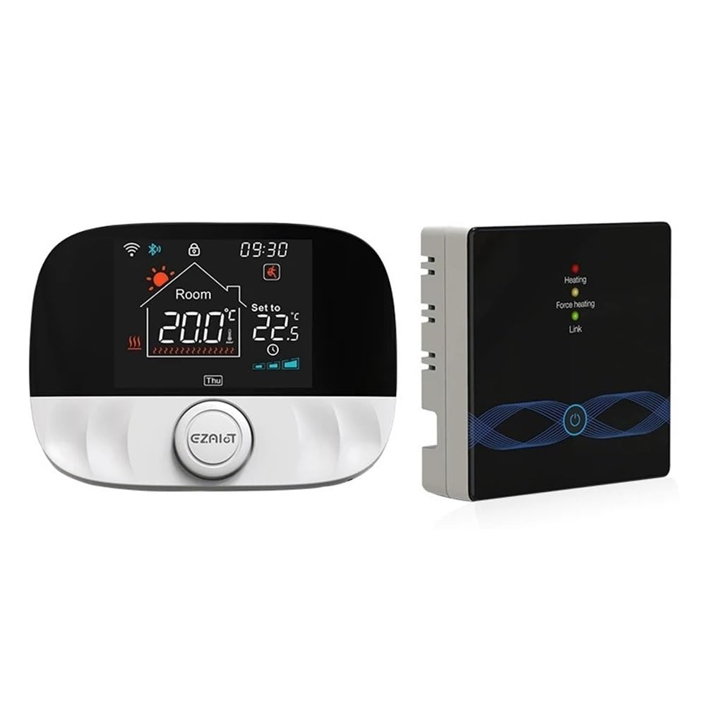 RF433 bezprzewodowy termostat WiFi dopasowanie do podłogowego wodoodpornego Kotłak domowy Tuya Smart Programowalny kontroler temperatury(Black T9N Set)