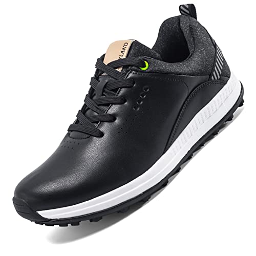 THSAYOO Spikeless Golf Shoes Men Waterproof Golf Shoes Comfortable Breathable Golf Footwear Mens Golf Sneakers Golf Walking Shoes Black