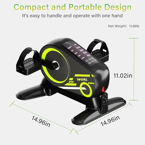 Image of Mini Exercise Bike, Motorized Under Desk Pedal Exerciser Leg /Arm Cycle for Senior, Auto&Manual Mode, Adjustable Speed, LCD Display, Remote Control