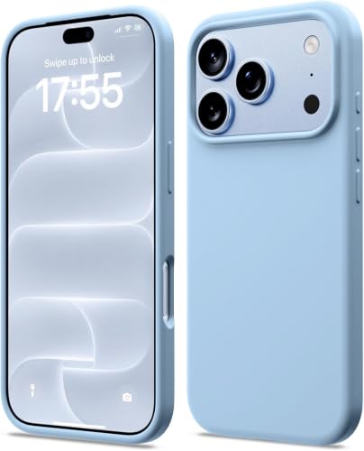 Image of DIZORO Compatible with (iPhone 18 Pro Max Case)(2026), Liquid Silicone 3 Layers Full Covered Soft Gel Rubber Phone Case,Shockproof Protective Cover with Anti-Scratch Microfiber Lining-Ice Blue