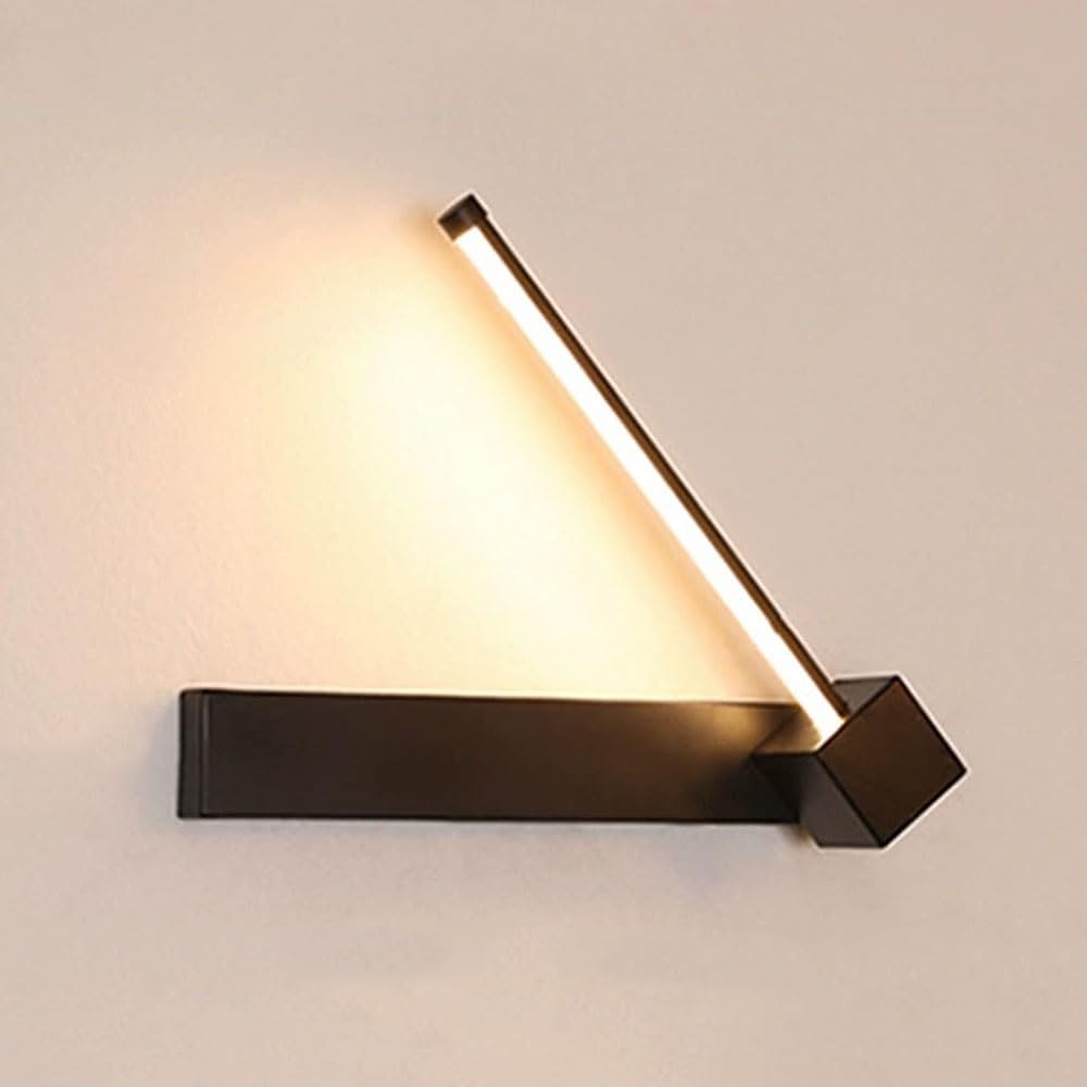 SXWNBIFH 330° Rotatable LED Wall Sconce, 7W 3000K Warm White Wall Lights, Modern Hardwired Bedside Reading Light Minimalist Metal Wall Mount Sconce Long Strip Wall Lamp(Black)
