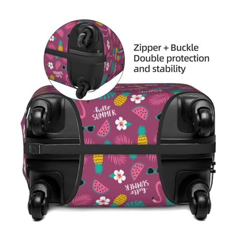 Summer Flamingo Print Luggage Cover For Suitcase,Washable Elastic Travel Suitcase Protector With Zipper Closure And Bottom Buckle – Fits 18-32" Luggage-Medium2