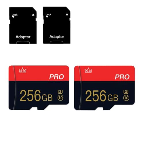 256 Go Carte mémoire Micro SD Classe 10 avec adaptateur Carte Mini SD de haute vitesse Classe 10 pour smartphones/appareils photo/tablettes - Lot de 2