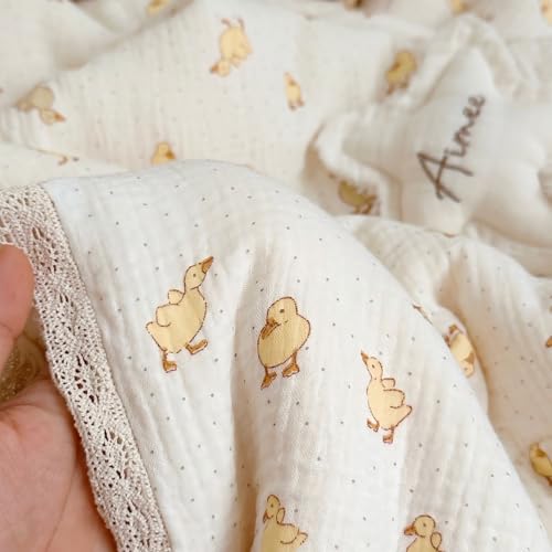 Image of BuLuTu Baby Toddler Muslin Blanket| Crib Baby Quilts| Cot Comforter| Nursery Bed Throw Blanket| Toddler Quilt Blanket | Soft Breathable | Super Cute Duck Pattern| 60x78 Inch,2.5 Pounds