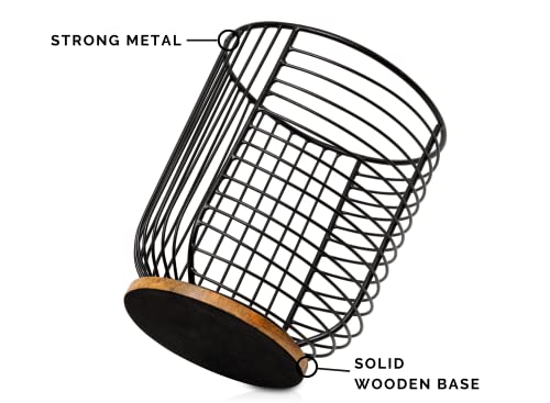 MosJos-Extra-Large-Black-Utensil-Holder-with-Wooden-Base-Farmhouse-Utensil-Storage-Wire-Crock-Kitchen-Countertop-Organizer-72-x-62-Cooking-Utensil-Holder