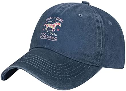 Vintage Baseball Cap Just A Girl Who Loves Horses, Horse Riding Denim Hats Adjustable Trucker Hats Dad Cap Gifts