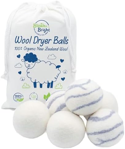 Amazon.com: Organic Wool Dryer Balls Laundry Reusable (Set of 6) XL ...