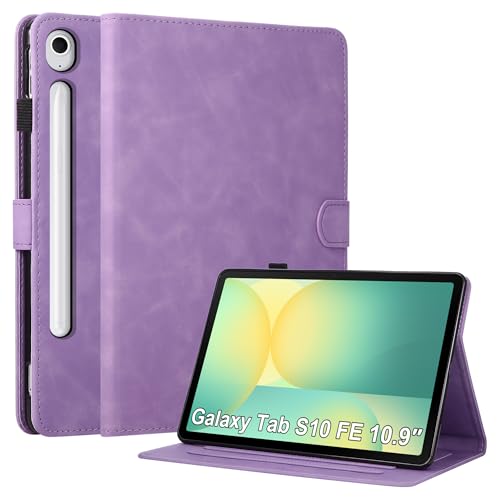 Étui pour Samsung Galaxy Tab S10 FE 11.9 multi-angle en cuir PU violet pratique