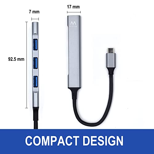 Ewent EW1145 Hub Usb C, Hub 4 Porte Ultra Slim Data, Hub Con 3 Porte Usb A 2.0, 1 Porta Usb A 3.2, Hub Slim Tipo A Per Macbook Pro/Air, Laptop, PS5/PS4 E Sistemi Mac Os, Windows, Android, In Alluminio - 2