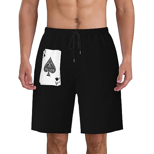 Poker Ace of Spades Mens Swim Trunks Quick Dry Swim Shorts Swimwear Bathing Suits with Pockets