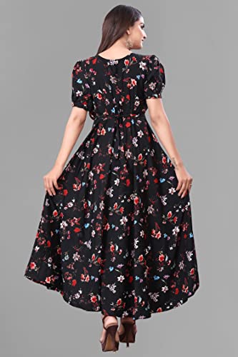 Image of FLARED ALINE MAXI DRESS WITH FLORAL PRINT FOR WOMEN