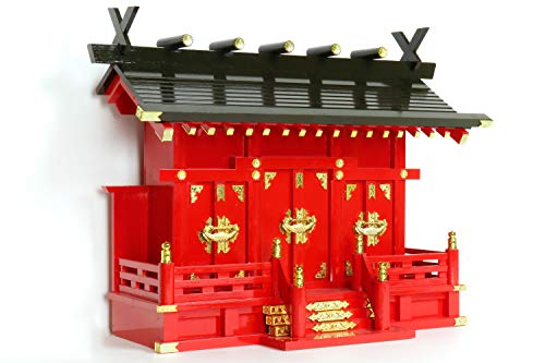 やまこう 神棚 モダン 三社 単品 通し屋根 ■ 特上塗り 深紅の稲荷宮 ■ お社本体サイズ (cm) 高さ41 × 幅52 × 奥行26