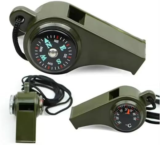 Emergency Survival Whistle 3-in-1 Emergency Whistles with Compass and Thermometer Loud Safety Whistle for Outdoor Hiking